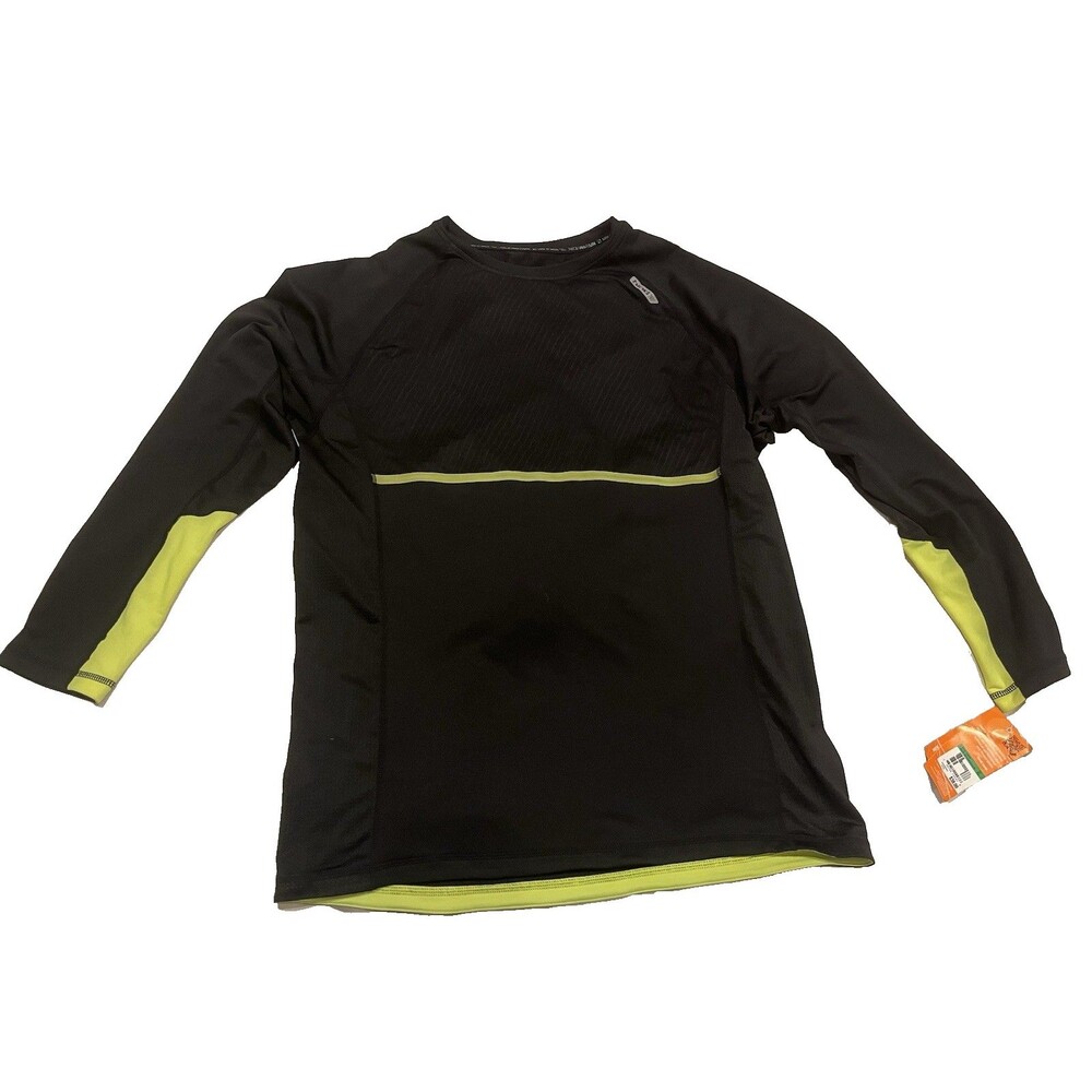 NWT Men’s Hind XL Black Yellow Hi-Viz Reflective Logo LS Running Exercise Shirt